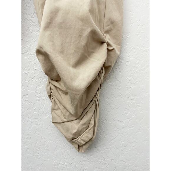Free People Womens Parachute Pants Summer Khaki Cotton Pockets Ruched Ankle NWT - Picture 7 of 11
